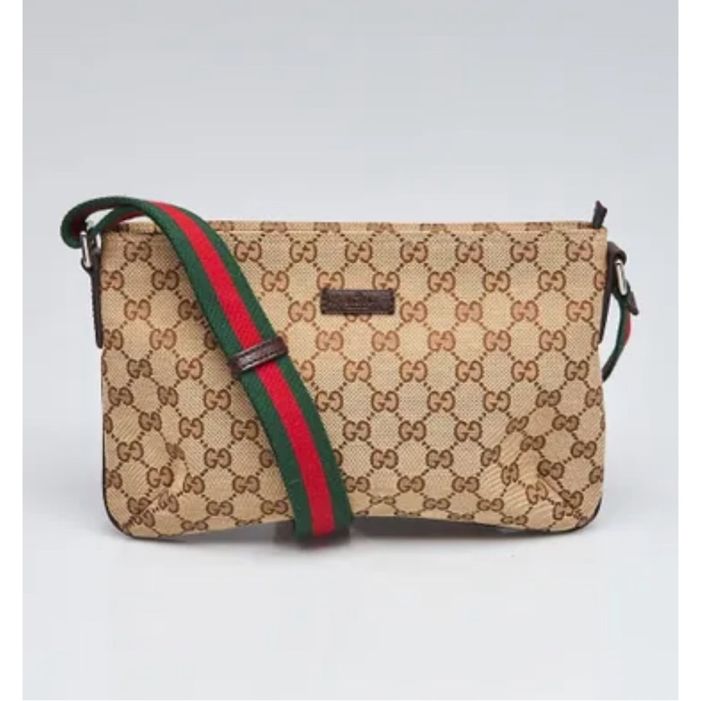 Gucci Beige/Ebony GG Canvas Vintage Web Small Messenger Bag